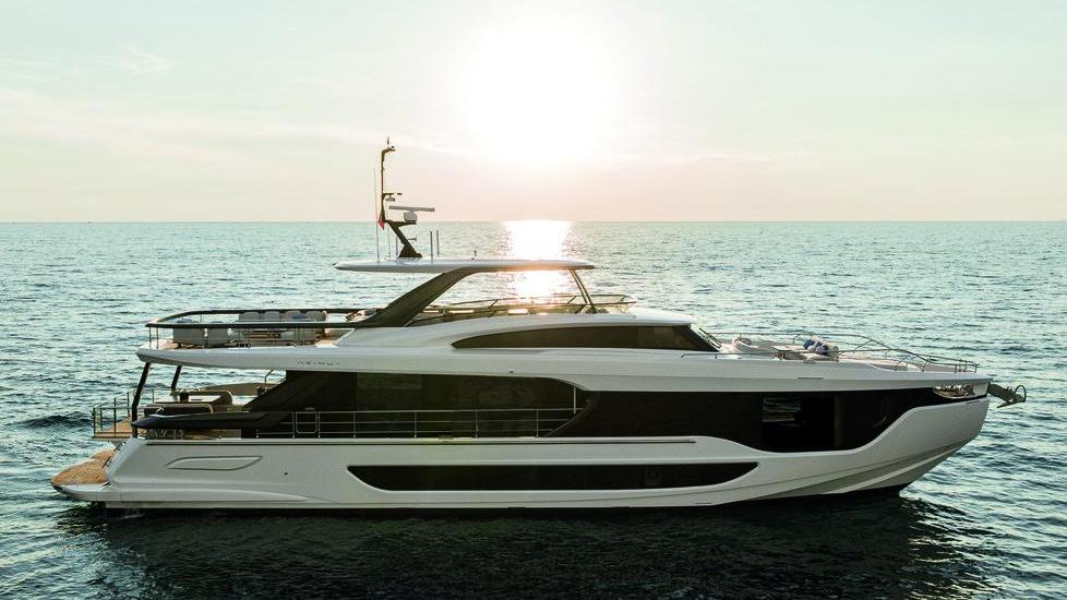 Lo yacht Grande26M del cantiere Azimut che sarà fra i protagonisti del Salone nautico di Genova