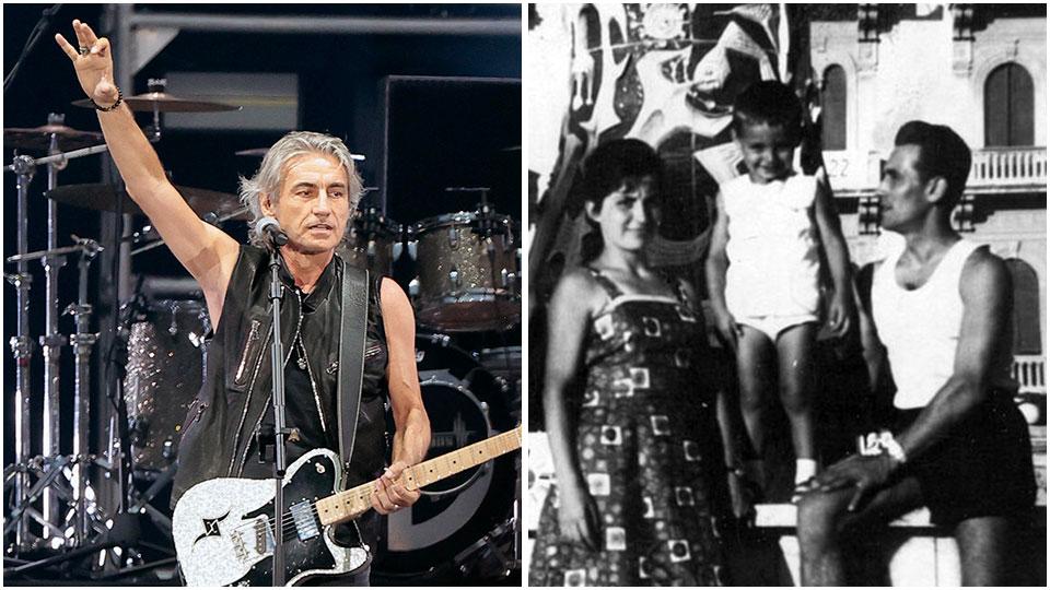 Luciano Ligabue, a destra bambino con i genitori davanti alla fontana del Royal