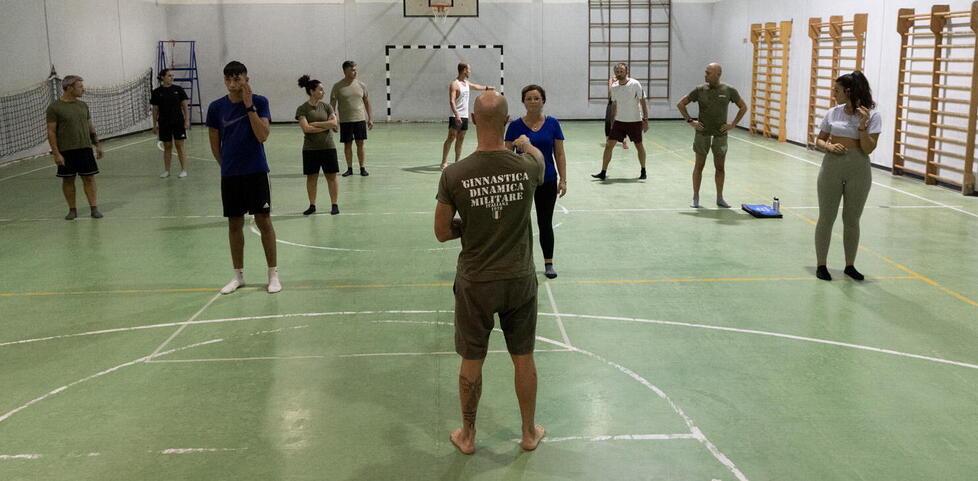 Il primo allenamento ieri alla palestra Fucin