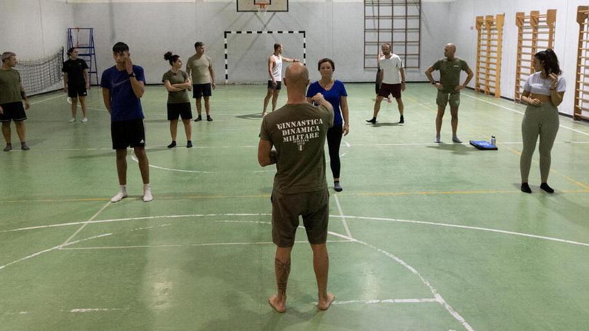 Il primo allenamento ieri alla palestra Fucin