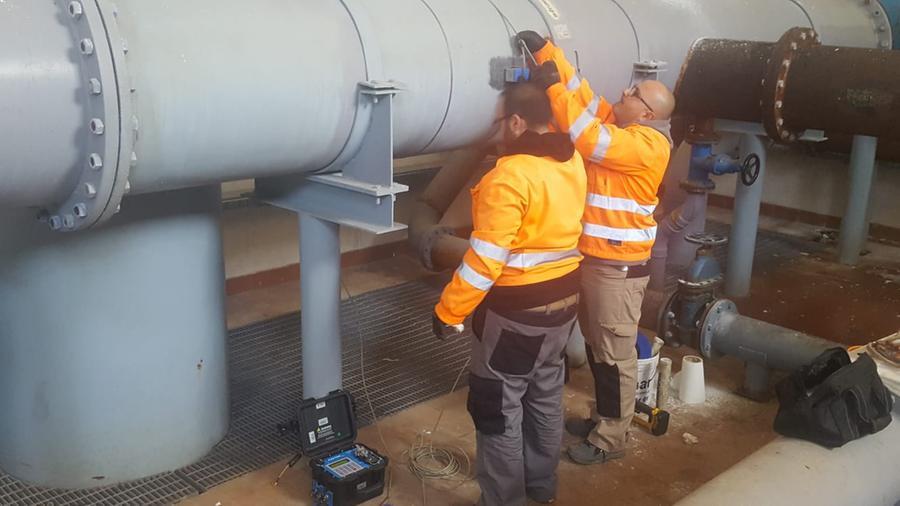 operai di abbanoa al lavoro nel serbatoio Olbia Nord