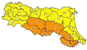 Maltempo in Emilia Romagna. Allerta giallo per pioggia intensa e arancione per criticità idrogeologica, in Appennino