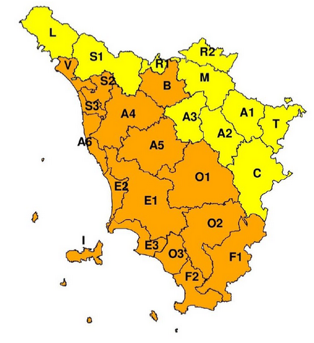 Allerta meteo arancione su tutta la provincia di Grosseto