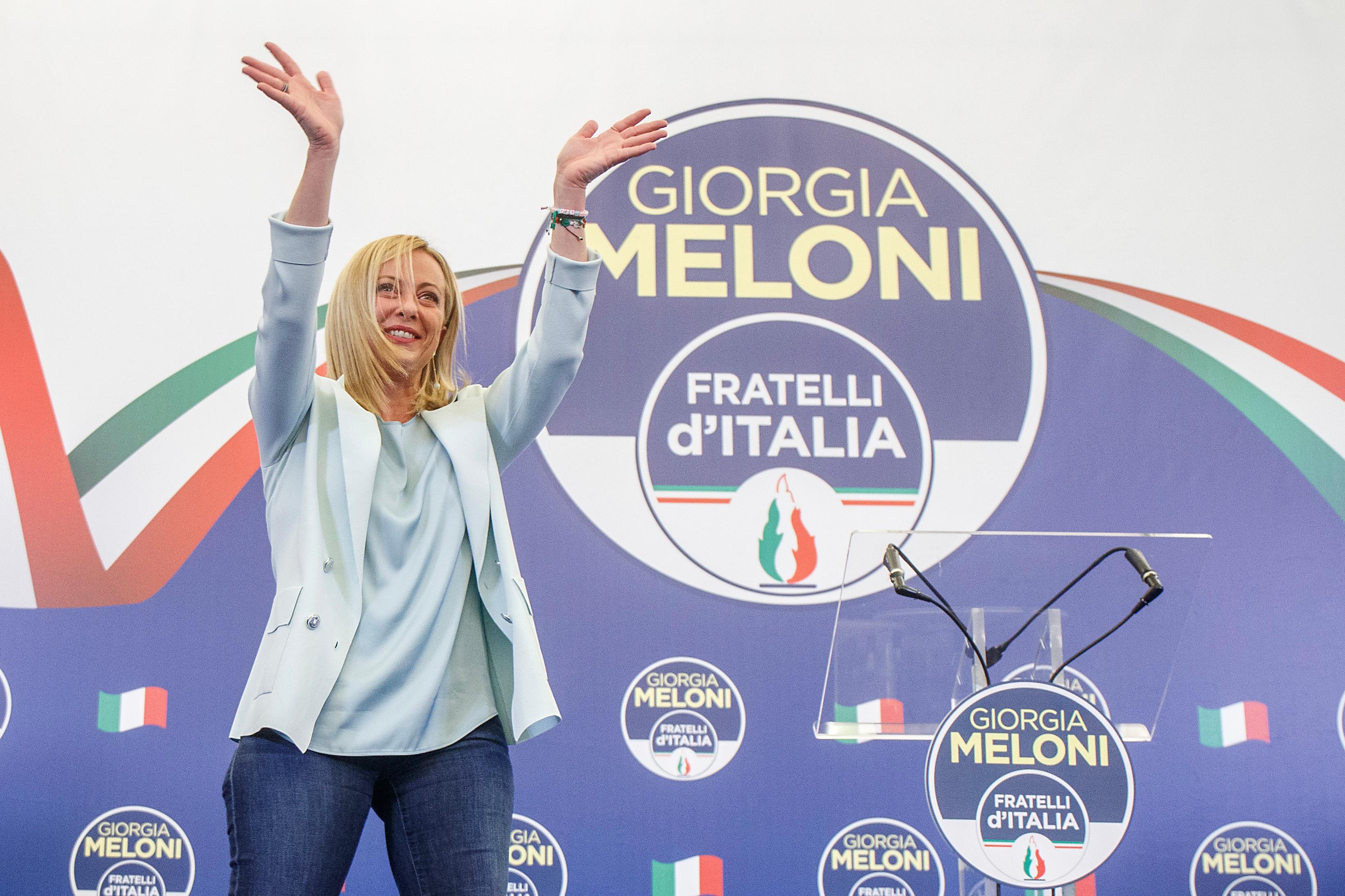 Giorgia Meloni dopo la vittoria alle urne