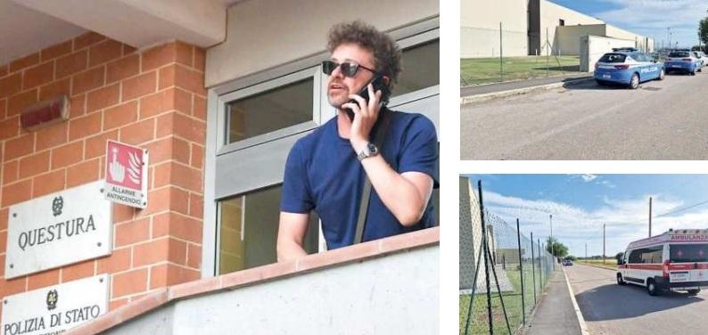 Simone Ceri sulle scale della questura giorni dopo la zuffa