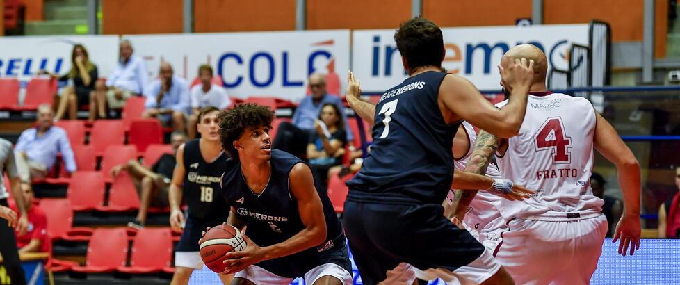 Un’azione di gioco degli Herons in Supercoppa