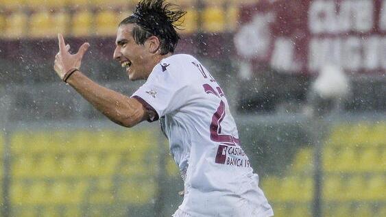 L’esultanza di Cristian Belli dopo il gol segnato domenica