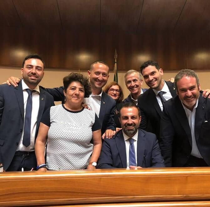 Una parte del gruppo consiliare leghista