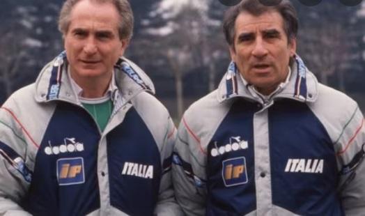 
	Sergio Brighenti (a destra) con il commissario tecnico dell'Italia Azeglio Vicini quando era suo vice

