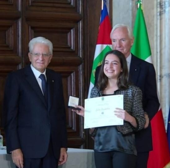 Giulia Benedettini riceve l’onorificenza di Alfiere del Lavoro da Sergio Mattarella