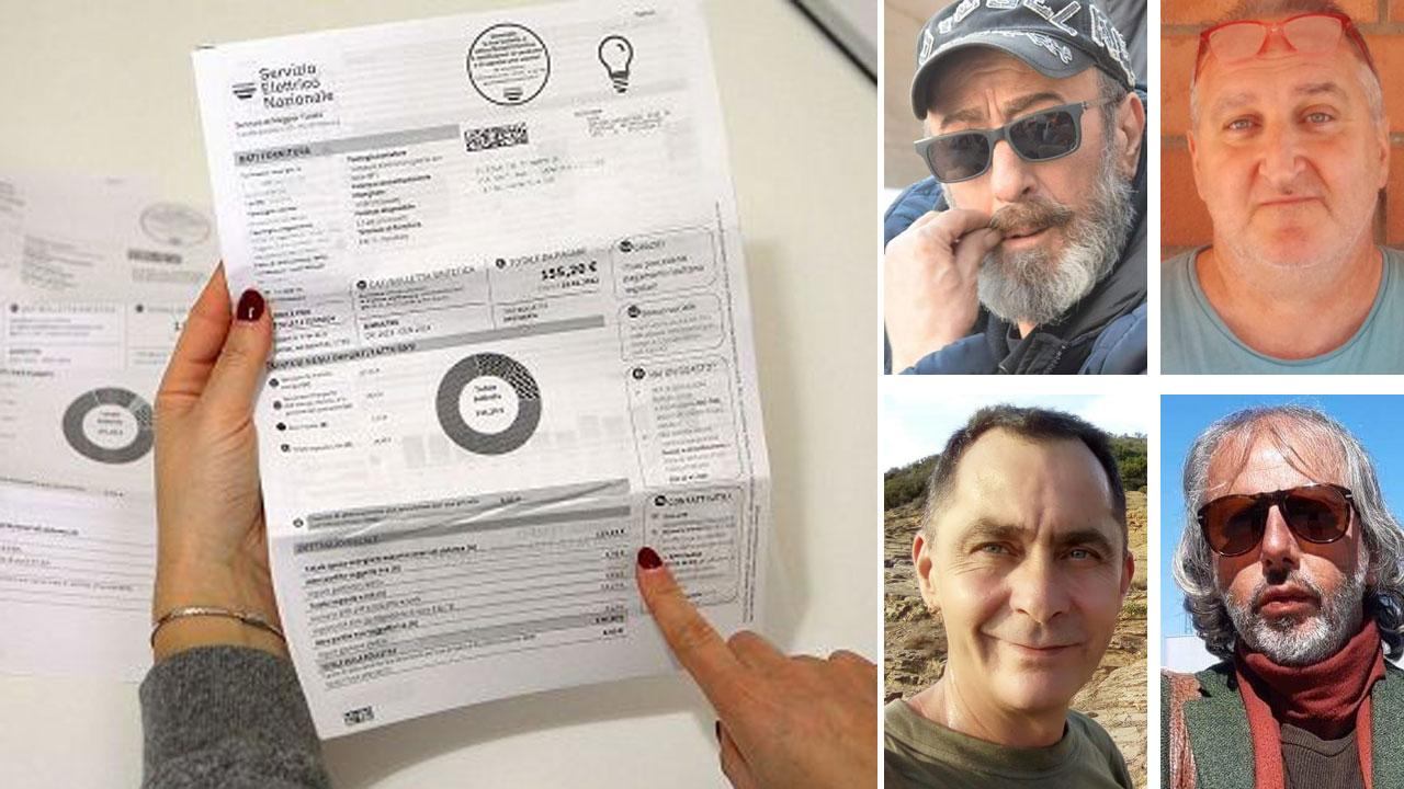 I rincari in bolletta. In alto a destra Roberto Squarci, Alessandro Babboni, Giuseppe Filippeschi e Massimo Matteuzzi