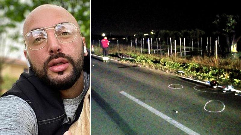 Il tratto della via Livornese in cui avvenne l’incidente mortale e la vittima Luciano Carbonaro (foto Silvi)
