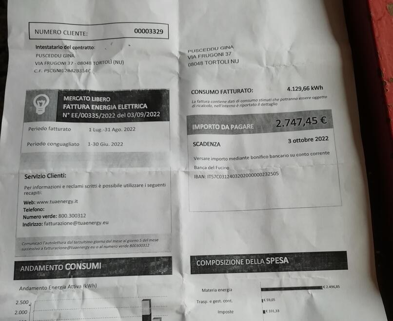 Megabolletta da 2700 euro: a Tortolì il dramma di un’anziana 