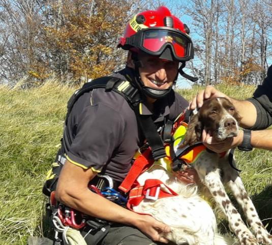 Montecreto, cane precipita in un dirupo per 300 metri. Salvato dai vigili del fuoco