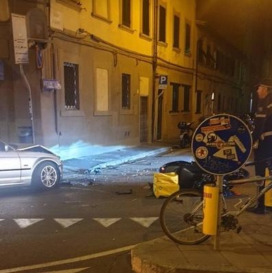 Nella foto l’incidente avvenuto domenica sera