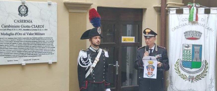 Carabinieri, a Lari la caserma dedicata a Ciardi: il militare che combatteva gli aerei tedeschi