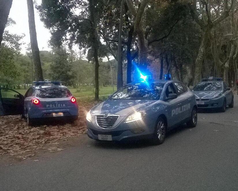 Volanti della polizia in pineta