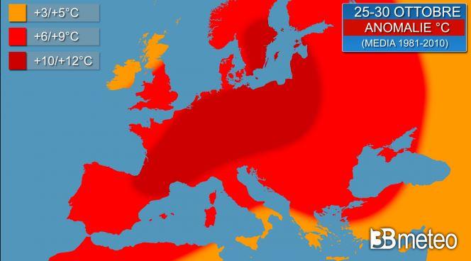 Meteo: una bolla di caldo eccezionale in tutta l’Europa, 10 gradi sopra la media