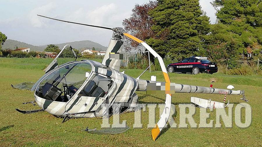 
	L'elicottero precipitato in fase di decollo sull'aviosuperficie di Venturina Terme

