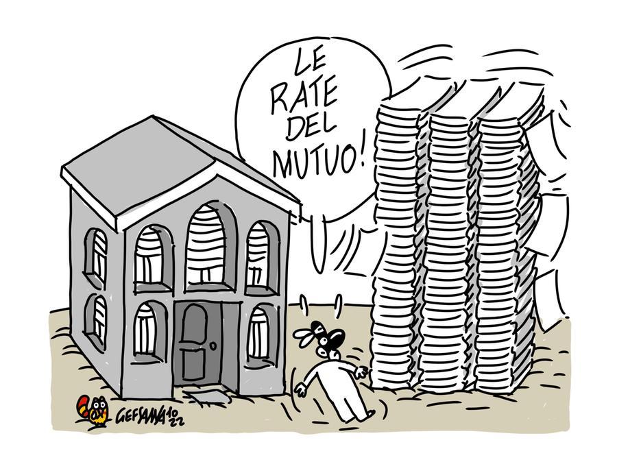 La vignetta di Gef: eurostangata, mutui più cari per le famiglie sarde