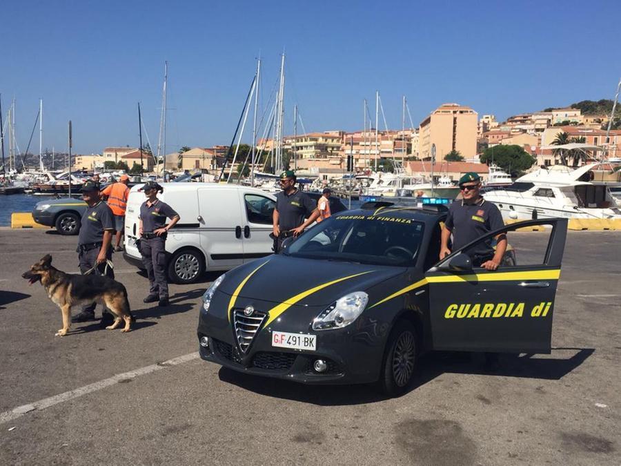 Controlli della guardia di finanza con l'ausilio dei cani antidroga