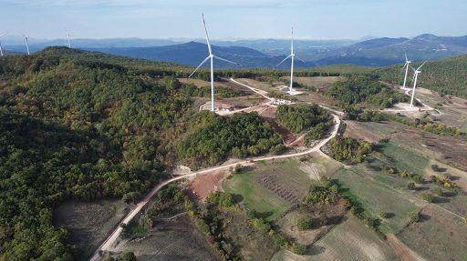Un parco eolico visto dall’alto (archivio)