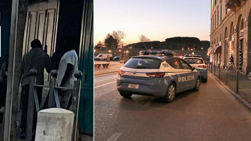 Una foto scattata da un cittadino in piazza Garibaldi e le forze dell’ordine al lavoro in zona