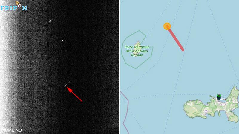 A sinistra il bolide immortalato dalle telecamere e a destra il punto della caduta