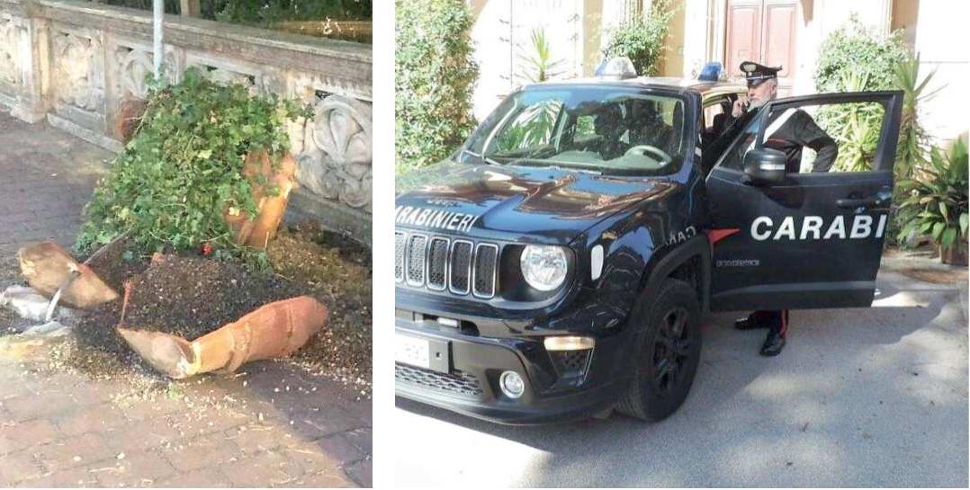 I danni lasciati dall’autore dei vandalismi scoperto dai carabinieri e denunciato