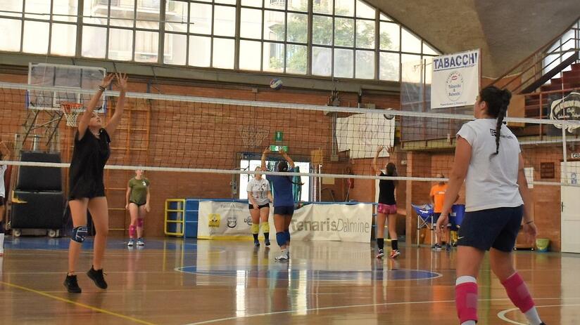 Nella foto, le ragazze della Seconda Divisione della Union Volley Piombino durante un allenamento