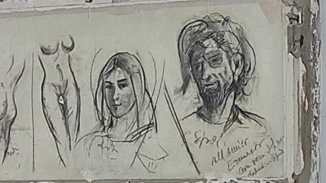 Un’opera di Spada da salvare su un muro del ristorante Ernesto