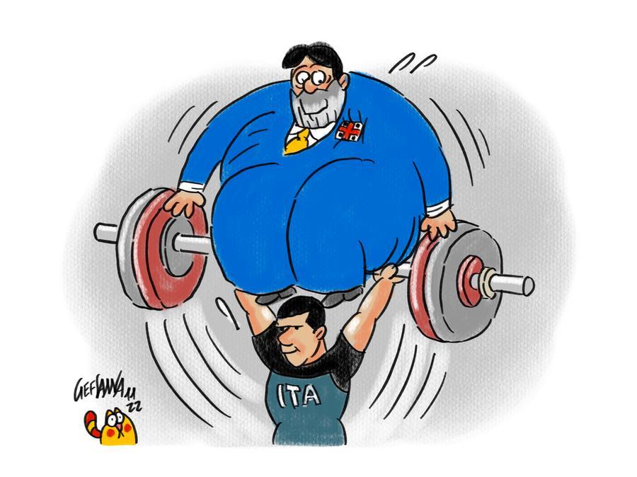 La vignetta di Gef, il pesista Sergio Massidda: «Pronto a stupirvi a Parigi»