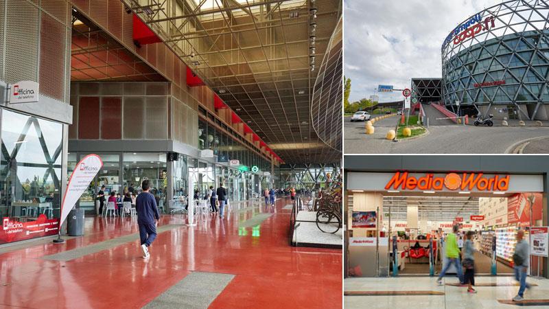 Nelle foto scattate da Autovino tre immagini del centro commerciale Coop di Santa Maria e della sua galleria con i negozi, in tutto oltre cinquanta