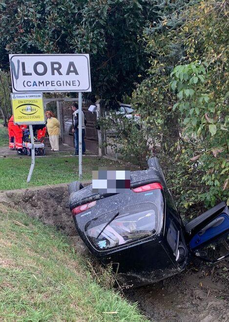 Campegine: auto nel canale, muore il cane