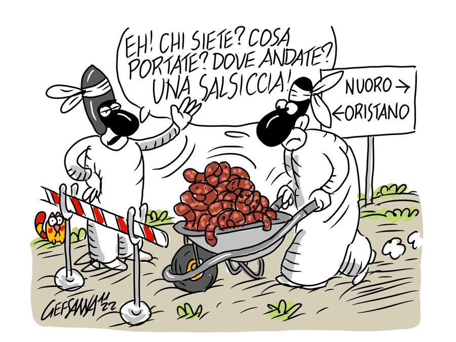 La vignetta di Gef: pericolo embargo interno nell’isola per la vendita delle carni di maiale