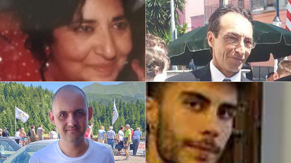 In alto Grazia Riggi e Salvatore Adinolfi in basso a sinistra Andrea Parenti a destra Federico Boraggini Qui a sinistra lo scontro costato la vita a Grazia Riggi il 5 febbraio
