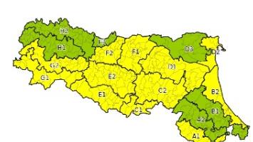 Allerta di colore giallo per piogge intense in Emilia Romagna