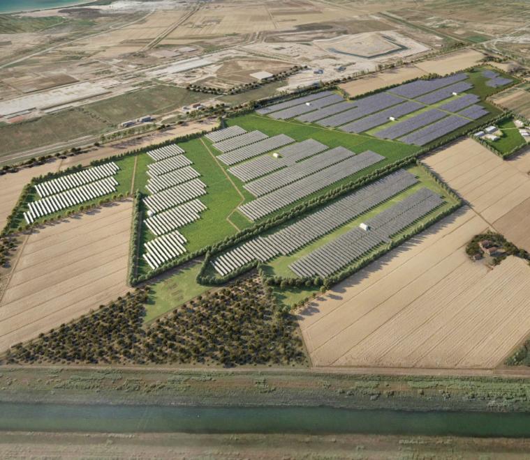 La zona interessata dal progetto con l’ipotesi di inserimento dei pannelli