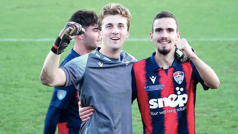 
	Il portiere Jacopo Pagnini e l&rsquo;attaccante Mattia Mencagli, autore di una doppietta (come Nieri)


