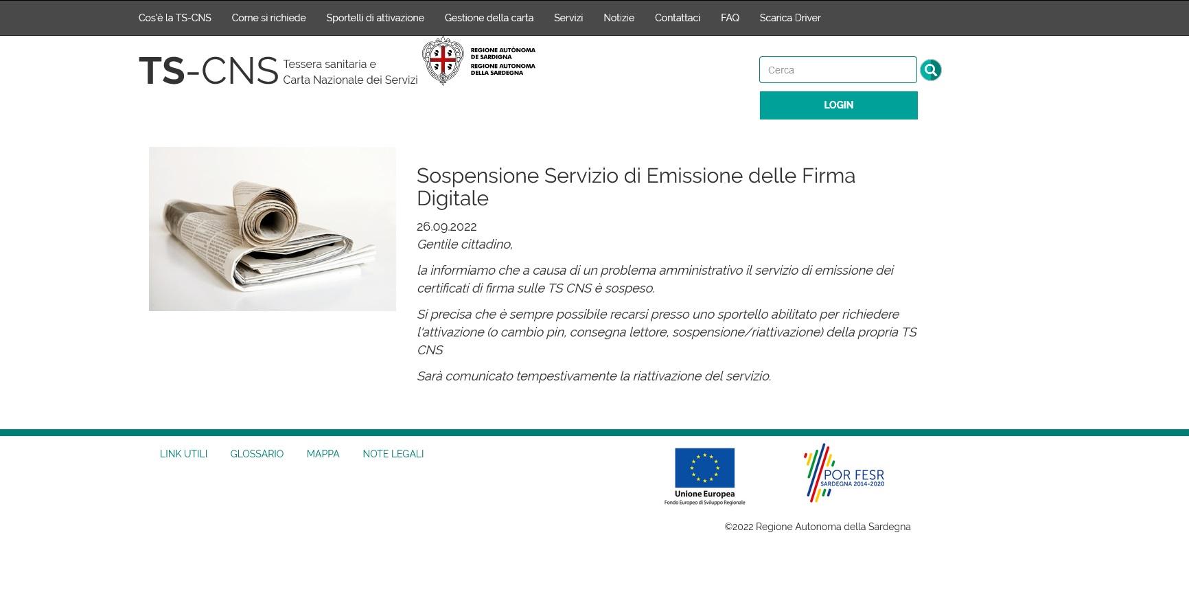 Firma digitale sospesa, disagi in Sardegna