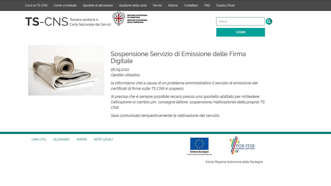 Firma digitale sospesa, disagi in Sardegna