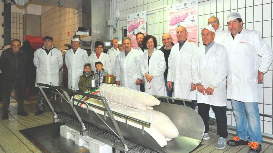 Castelnuovo Uno zampone da 405 chili pronto per la cottura