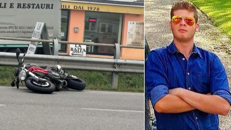 A destra la moto del giovane Leonardo Michelozzi