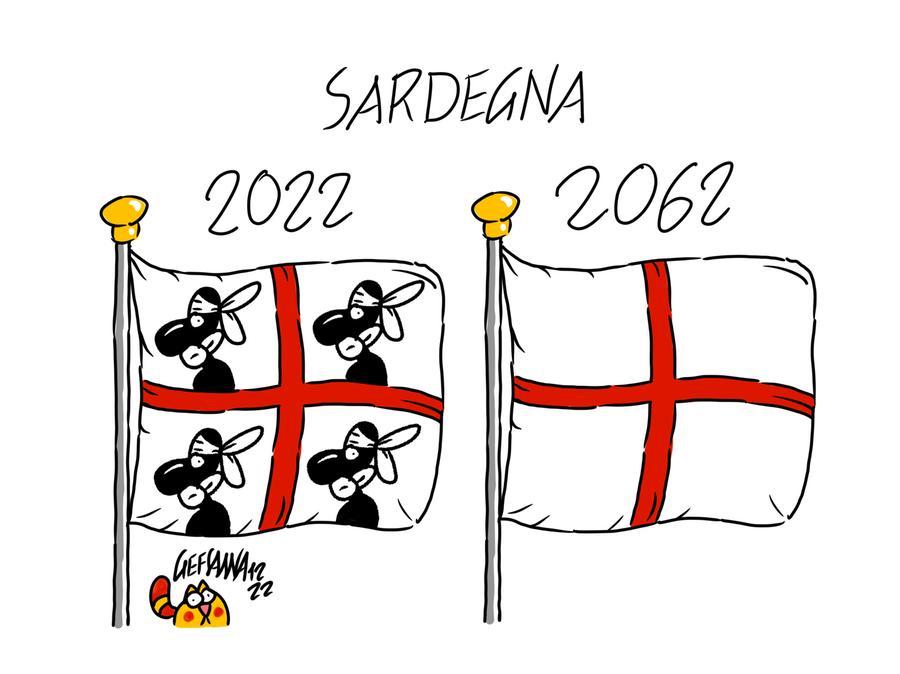 La vignetta di Gef: nel 2050 in Sardegna gli abitanti tra i 15 e i 64 anni saranno meno del 50 per cento