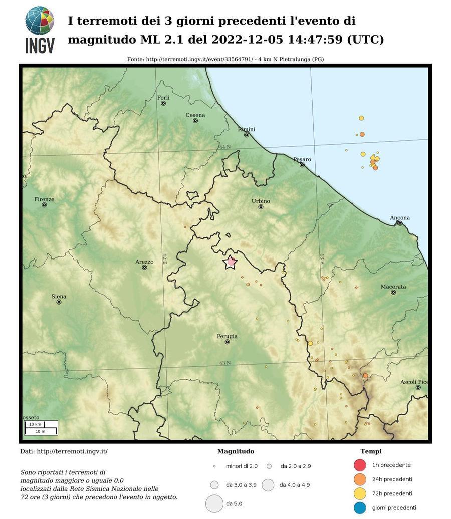 Scossa 3.7 in Umbria avvertita in molte zone della Toscana