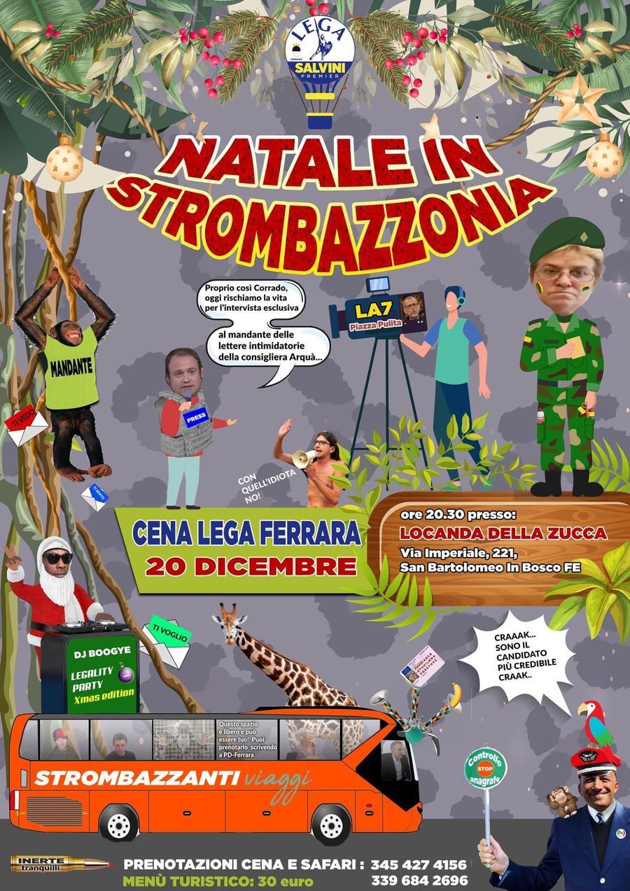 “Natale in strombazzonia”, la locandina leghista fa infuriare il Pd ferrarese
