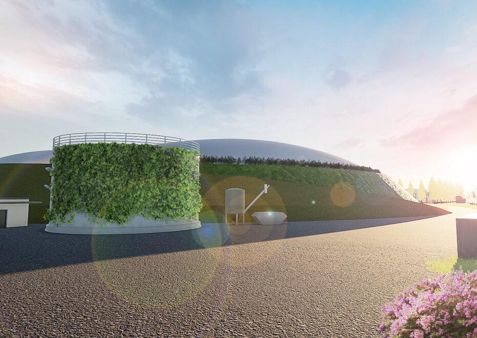 Uno dei "rendering" allegato al progetto per illustrare come sarà la nuova centrale a biogas