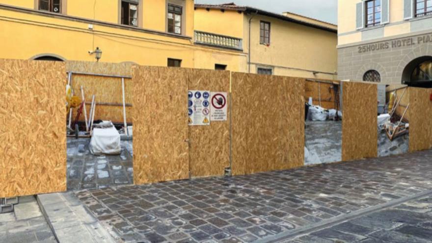 l cantiere tra piazza San Paolino e via Palazzuolo sul quale interverranno gli studenti