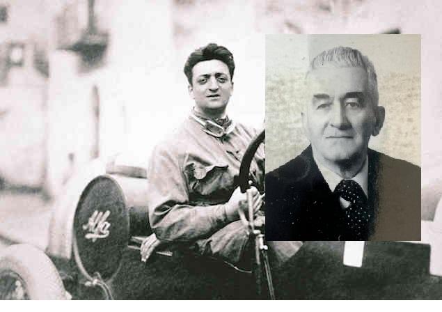 Nella foto un giovane Enzo Ferrari e accanto Romeo Montorsi