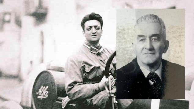 Nella foto un giovane Enzo Ferrari e accanto Romeo Montorsi
